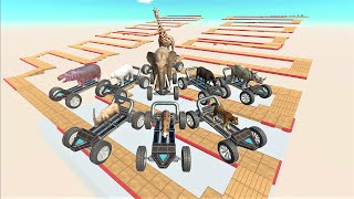 Animal Kart Race. Zigzag down and climbing course! | Animal Revolt Battle Simulator