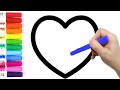 Cute heart glitter coloring for kids  learn shapes colors for toddlers  kids art time