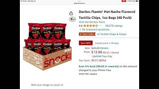 Chyyrp - $13.98 Amazon Deal 5/15/23, Flamin Hot Doritos, 1 oz, 40 Bags #amazondeals #amazonfinds