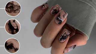 🖤😍 Эффект дыма на ногтях / Черный мраморный маникюр / Трендовый дизайн ногтей 2021