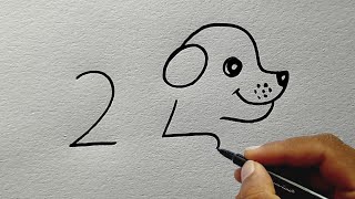 How To Draw Cute Dog From Number 20L Very Simple Drawing Pictures Creative Art Ideas