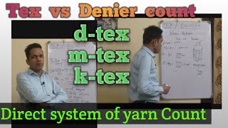 Direct system of yarn count, Tex and Denier system, Yarn count of fillament yarn,