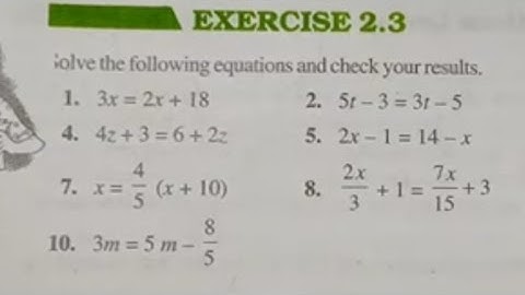EX 2.3 Class 8 | Linear Equations In One Variable | Chapter 2| NCERT | In Hindi |study