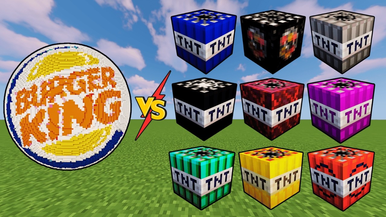 Burger King vs POWERFUL TNT in Minecraft! | Logo vs TNT