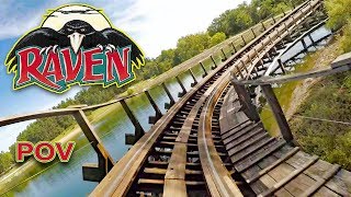 The Raven HD Front Seat On Ride POV & Review. Awesome CCI Wooden Roller Coaster At Holiday World