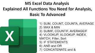 MS Excel Data Analysis, All Functions You Need To Know for Analysis, Basic-Advanced, Beginner to Pro