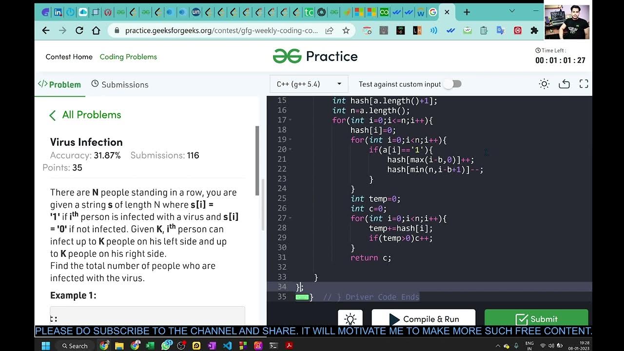 Virus infection gfg weekly coding contest 84 problems youtube