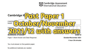 IGCSE Business Studies - Past Paper 1 October/November 2021/12 and the answers