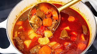 The Tastiest Beef Stew Recipe Ever! Famous Hungarian Goulash Recipe! Easy Beef and Potato Recipe!