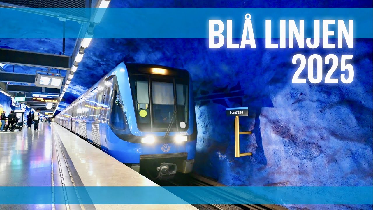 Trains on the Blue line of the Stockholm Subway - Spring 2025