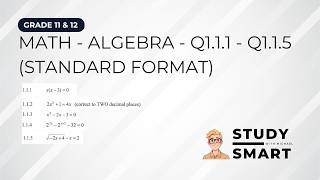 Algebra | Q1.1.1 - Q1.1.5 | Gr.11 & Gr.12 Math