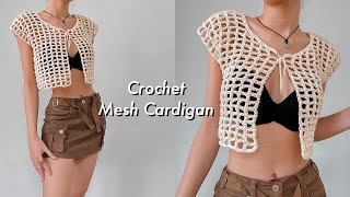 Crochet Crop Mesh Cardigan Tutorial | Chenda DIY