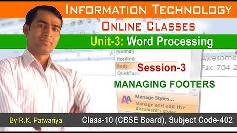 #33 | Unit-3 | Session-3: Managing Footers | Word Processing (Intermediate) | How to Insert Footer