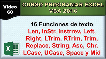 60 curso excel vba 2016: 16 funciones de texto (InStr, Replace, Mid,  LCase, UCase, instrrev)
