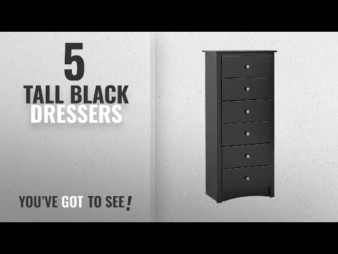 black 6 drawer tall dresser