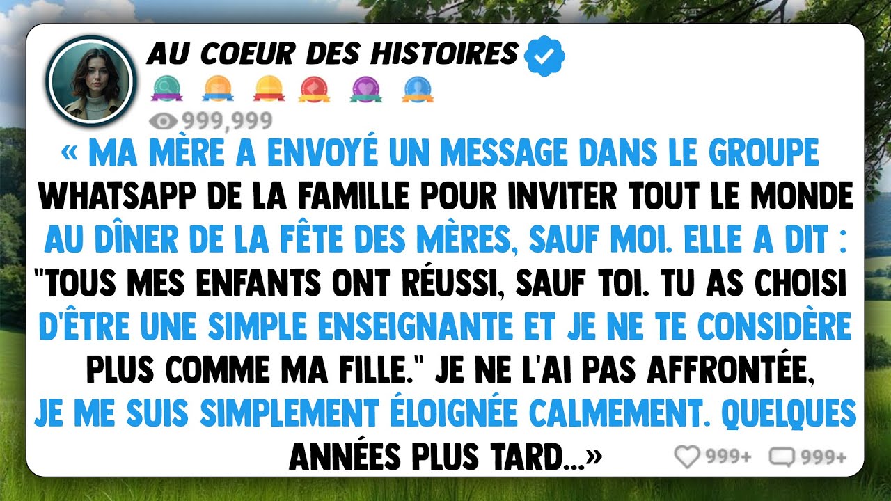 Ma mère a envoyé un message dans le groupe WhatsApp de la famille pour inviter tout le monde