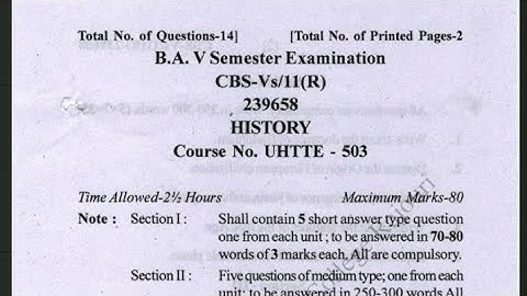 B.A 5th semester history previous years question papers||Jammu University.