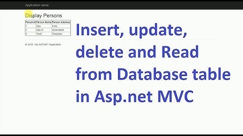 Asp net MVC Insert, update, delete and Read from Database table | Made it easy for beginners