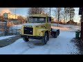 Scania 140 super. Cold start and drive.