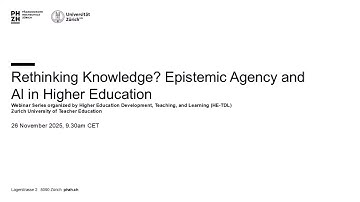 Webinar: Rethinking Knowledge? Epistemic Agency and AI in Higher Education