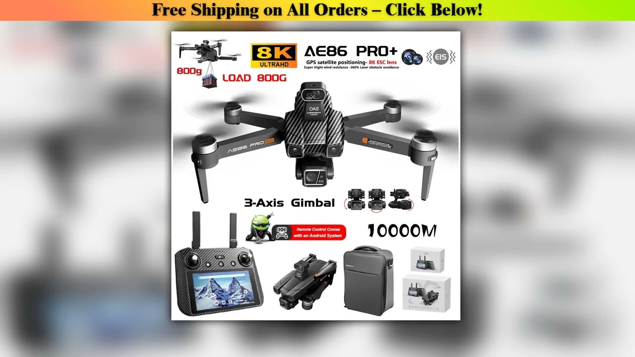 New AE86 PRO MAX Drone Professional aerial photography HD 8K With Screen Remote Control 10KM