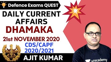 Daily Current Affairs Dhamaka | आओ और सीखो | Target CDS/CAPF/NDA 2020-2021 | Ajit Kumar