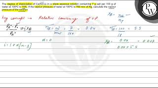 The degree of dissociation of \( \mathrm{Ca}\left(\mathrm{NO}_{3}\r...