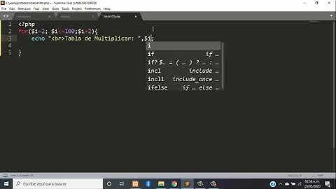 Tablas de multiplicar con For anidado en php