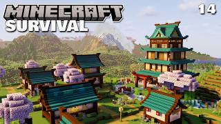 Building a beautiful Japanese styled village - Minecraft survival