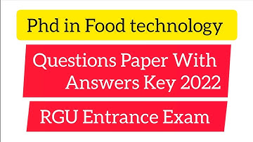 Phd in Food technology Question paper 2022 ll RGUCET 2023 l CUET Phd in food technology Q Paper 2022