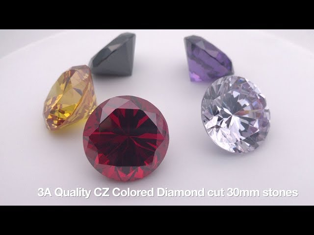 30mm Round Diamond Faceted Cut Cubic Zirconia Color Gemstones wholesale