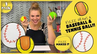 How to Draw a Baseball and Tennis Ball | Kylee Draws Sports Balls  Drawing Sports for Kids!