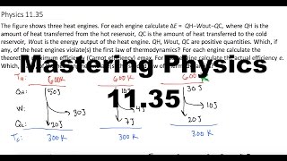 Mastering Physics Solution, "The figure shows three heat engines. For each engine calculate ΔE =