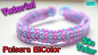 Pulsera de gomitas nudo combinado (sin telar) - Manualidades