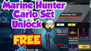 marine hunter carlo set unlock free 😍| marine hunter carlo free | free mythic set in bgmi 