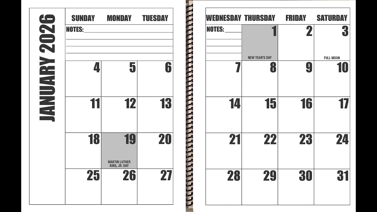 2026 jumbo large print desktop calendar