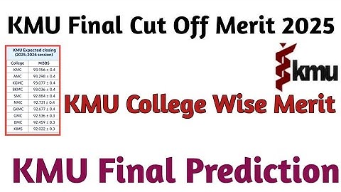 KMU Final Cut Off Merit 2025|KMU Expected closing merit 2025 |Kmu college wise merit
