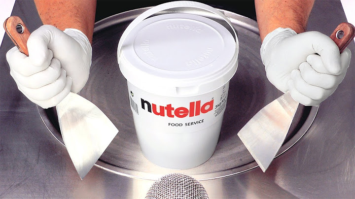 Massive Nutella Bucket Ice Cream Rolls | making Ice Cream out of Chocolate Hazelnut Spread - ASMR