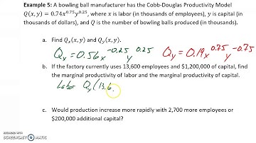 Busi Calc Multivariable Marginal Analysis - Cobb Douglas Functions