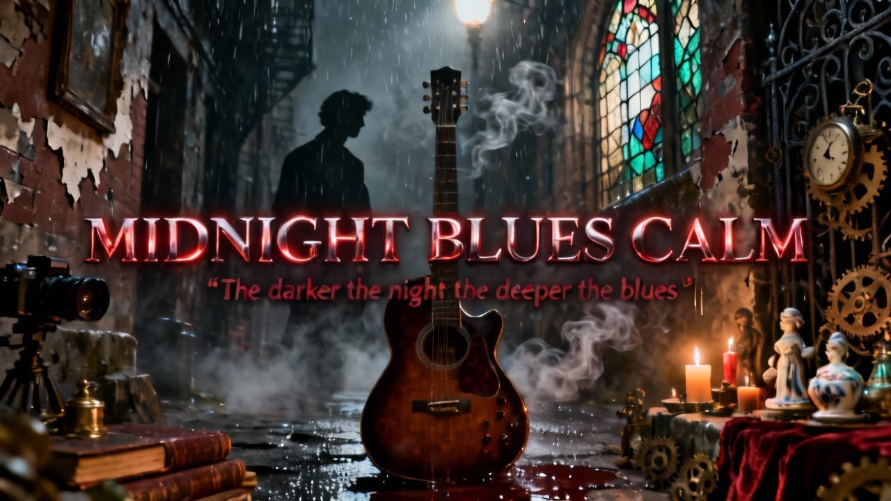 Relaxing Slow Blues Guitar - Calm Midnight Blues Backing Track 🌙 | Sleep Guitar & Night Relax