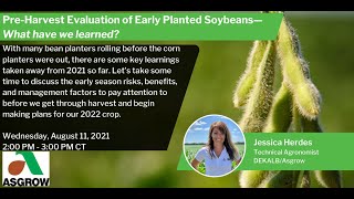 Pre-Harvest Evaluation of Early Planted Soybeans - What have we learned?