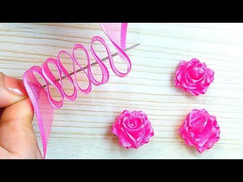 簡単 リボンで作る薔薇 縫わない Ribbon Flower Rose Shorts Youtube