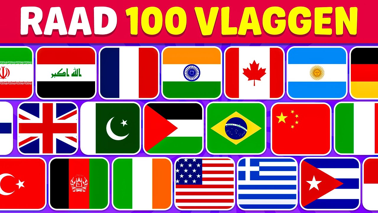 🚩 Raad AL Deze 100 Vlaggen Van De Wereld | 🌎 Vlaggen Quiz | Quiz Bij