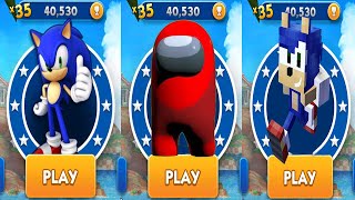 Sonic Dash vs Among Us Rush vs Minecraft Sonic - All Characters Unlocked Android Gameplay screenshot 5