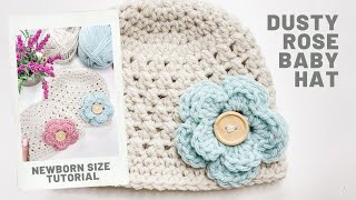 Dusty Rose Baby Hat Crochet Pattern