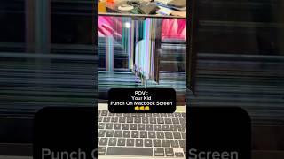 Macbook Screen Crack-Kid Punch Macbook Screen 🫠 #KissMyMac #MacbookRepair #MacbookScreenReplacement