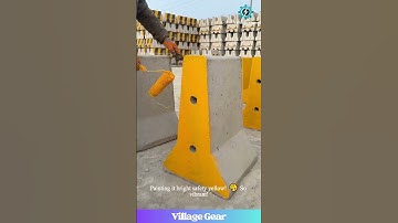 Plain Concrete vs Safety Yellow! 🚧 Watch the Transformation of These Road Barriers! #construction