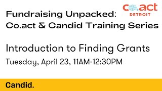 Introduction to Finding Grants (April 23, 2024)