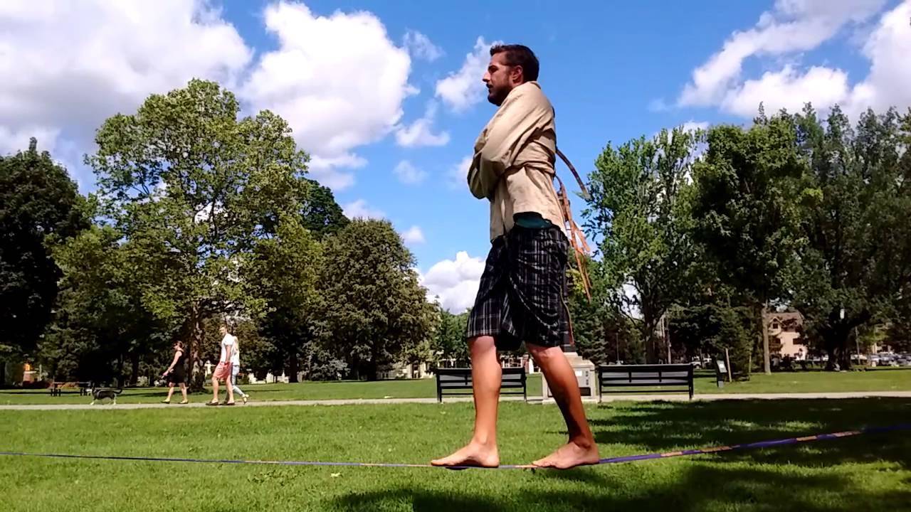 Straight jacket slackline world record YouTube