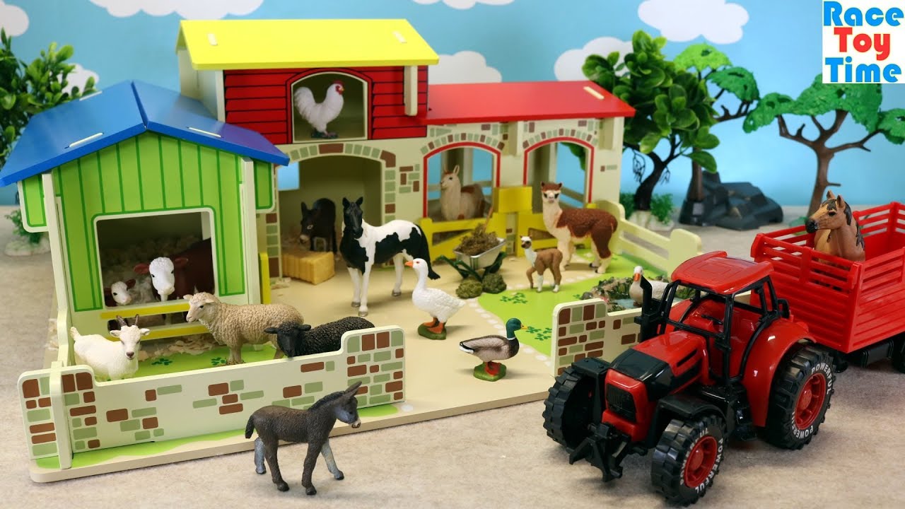 Toy Barn Playset Plus Farm Animals Toys For Kids Youtube